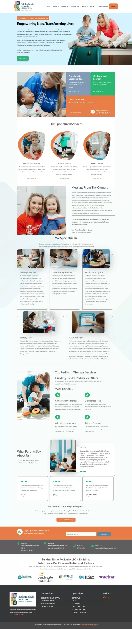 Building Blocks Pediatrics website