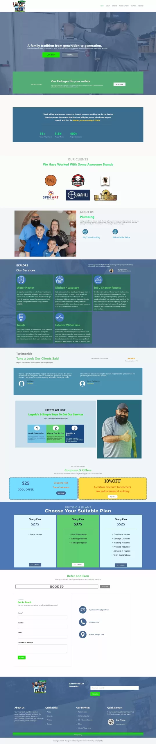 Legado plumbing website design