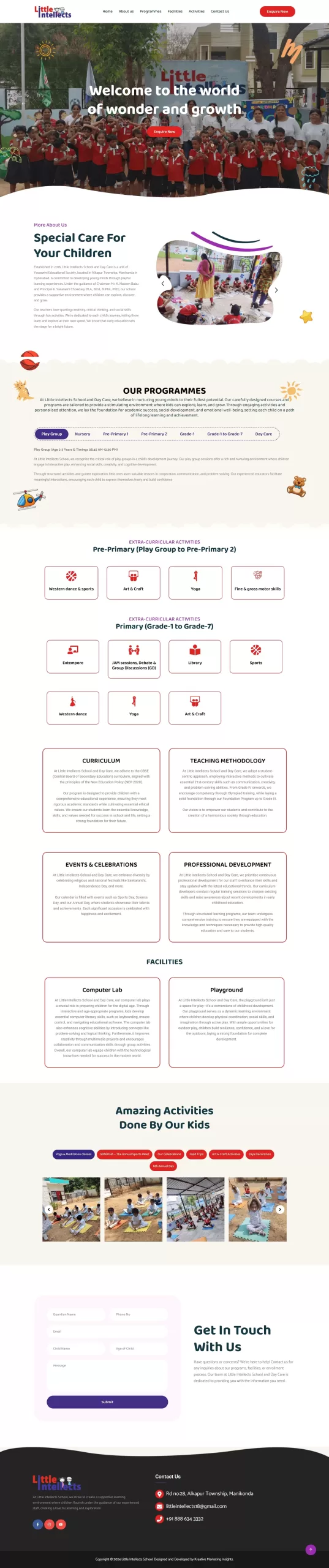website development - Little Intelects School