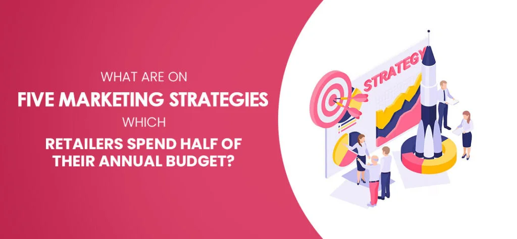 What are five marketing strategies on which retailers spend half of their annual budget?